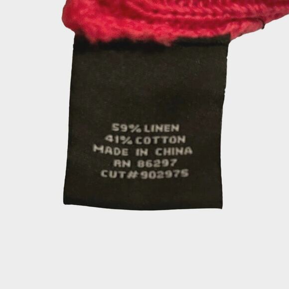 BCBG Maxazria Crocheted Linen Cotton Blend Bohemian Top Pink Lge Oversized Retro - Picture 5 of 12